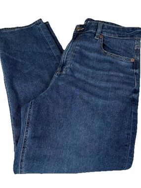 American Eagle Women’s Size 14 Mom Jeans Dark Wash Blue Denim Stretch #3938